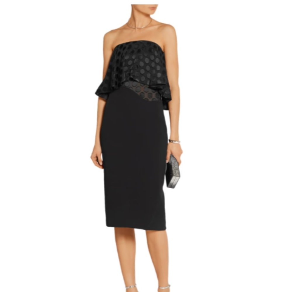 NWT CUSHNIE Strapless polka-dot fil coupé and stretch-cady dress